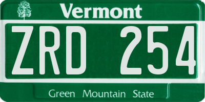 VT license plate ZRD254