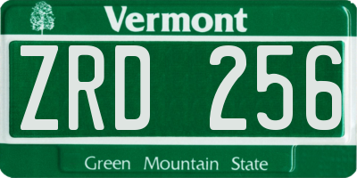 VT license plate ZRD256