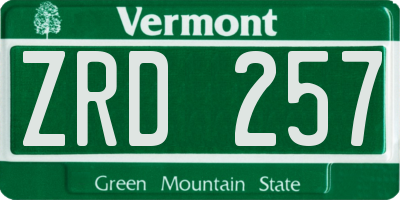 VT license plate ZRD257