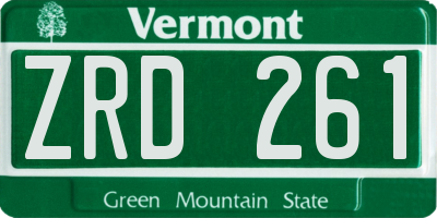 VT license plate ZRD261