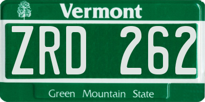 VT license plate ZRD262