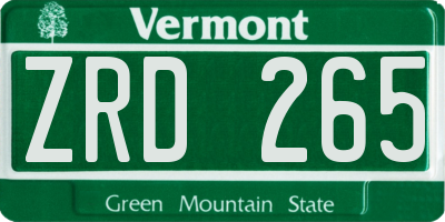 VT license plate ZRD265