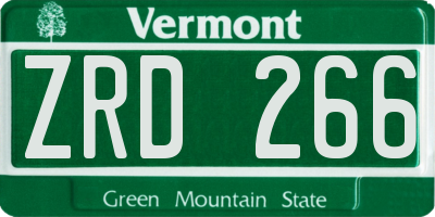 VT license plate ZRD266