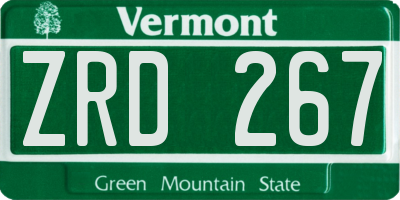 VT license plate ZRD267