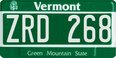 VT license plate ZRD268