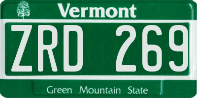 VT license plate ZRD269