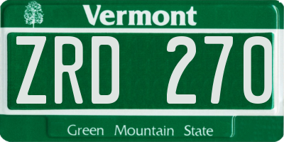 VT license plate ZRD270