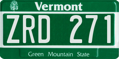 VT license plate ZRD271