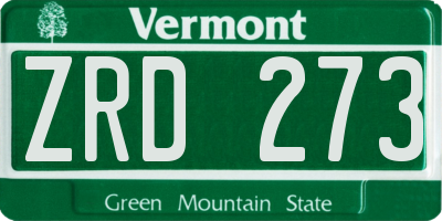 VT license plate ZRD273