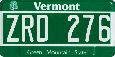 VT license plate ZRD276