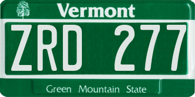 VT license plate ZRD277