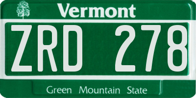 VT license plate ZRD278