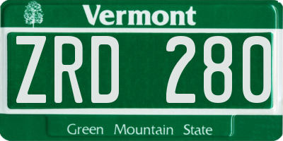VT license plate ZRD280