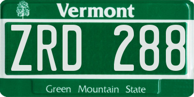 VT license plate ZRD288