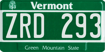 VT license plate ZRD293