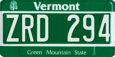 VT license plate ZRD294