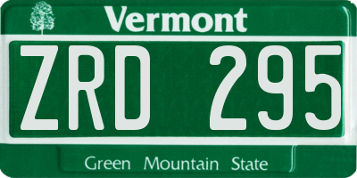 VT license plate ZRD295