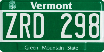 VT license plate ZRD298
