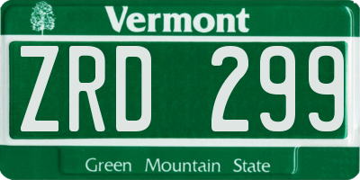 VT license plate ZRD299