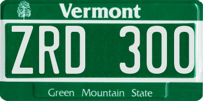 VT license plate ZRD300