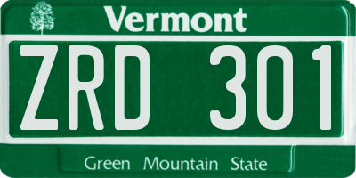 VT license plate ZRD301