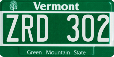 VT license plate ZRD302