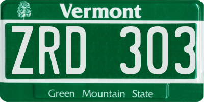 VT license plate ZRD303