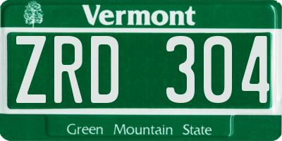 VT license plate ZRD304