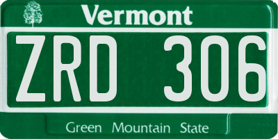 VT license plate ZRD306