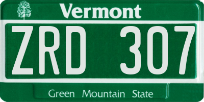 VT license plate ZRD307