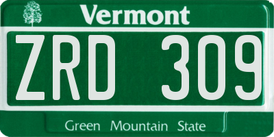 VT license plate ZRD309