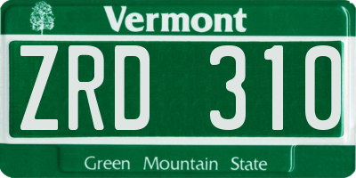 VT license plate ZRD310