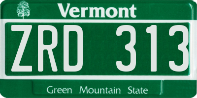 VT license plate ZRD313