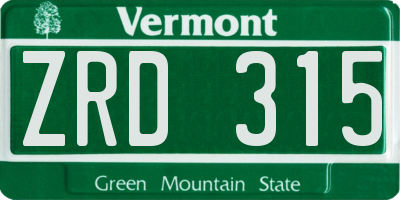 VT license plate ZRD315