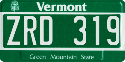 VT license plate ZRD319