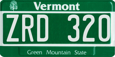 VT license plate ZRD320