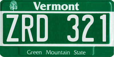 VT license plate ZRD321