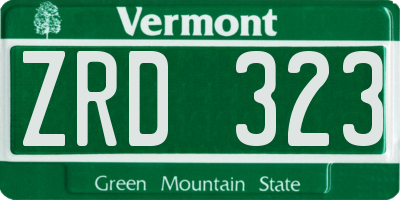 VT license plate ZRD323