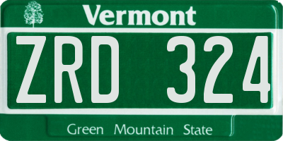 VT license plate ZRD324