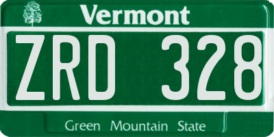 VT license plate ZRD328