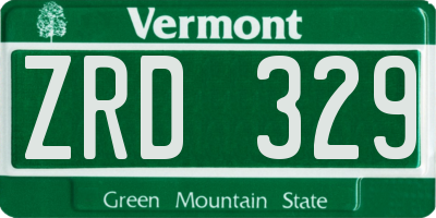 VT license plate ZRD329