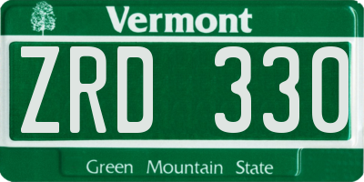 VT license plate ZRD330