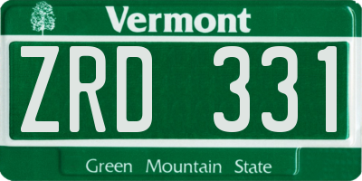 VT license plate ZRD331