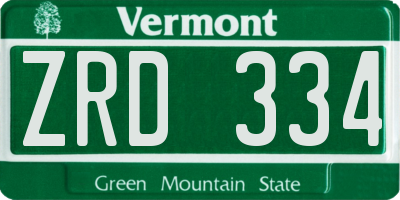 VT license plate ZRD334