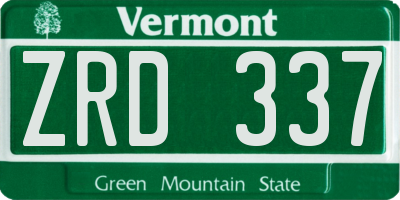VT license plate ZRD337