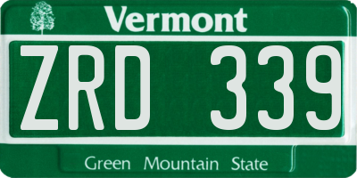 VT license plate ZRD339