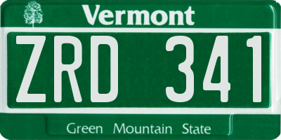 VT license plate ZRD341