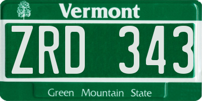 VT license plate ZRD343