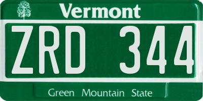 VT license plate ZRD344