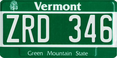 VT license plate ZRD346
